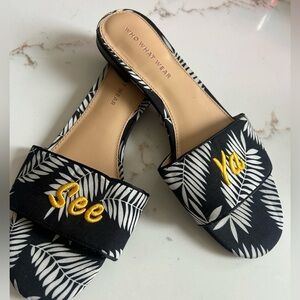 Who What Wear Black and White Women's “see ya” Slide Sandals size 6.5